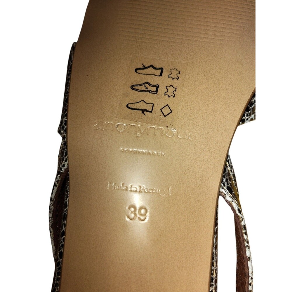Anonymous Copenhagen Banie Champagne Crackled Metallic Leather Sandal sz8. 53 - Picture 13 of 16